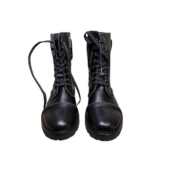 Zadig & Voltaire Leather Studded Joe Combat Boots Black New in Box - Picture 6 of 13